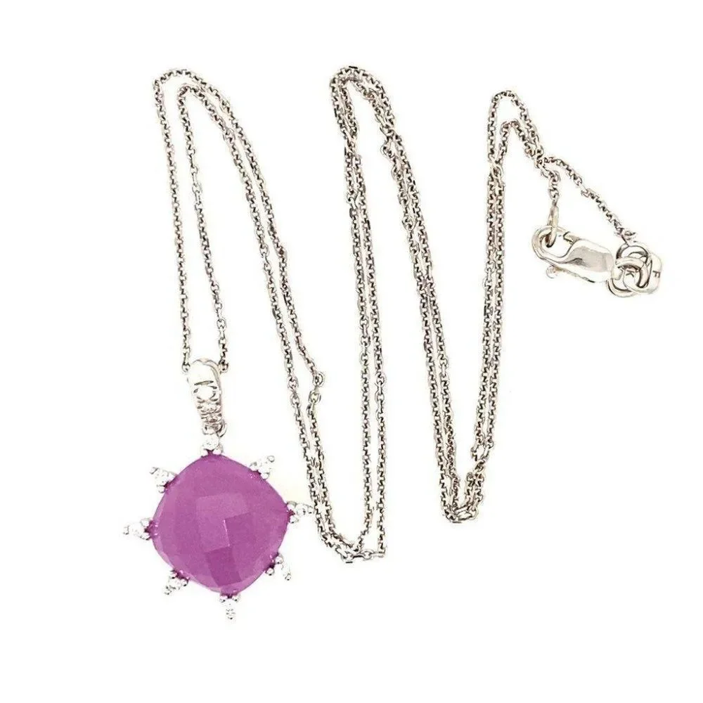 14k Purple Gem/Diamonds Necklace‎
